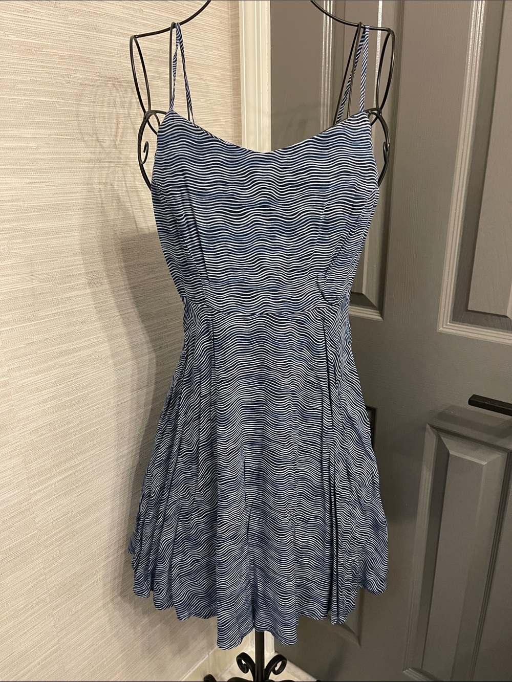 Old Navy Blue and White Striped Spaghetti Strap Mini Dress